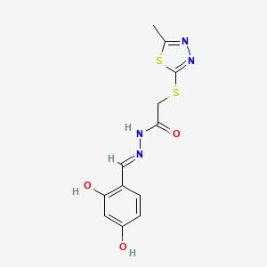 molecular formula C12H12N4O3S2 B3731252 N'-(2,4-dihydroxybenzylidene)-2-[(5-methyl-1,3,4-thiadiazol-2-yl)thio]acetohydrazide 