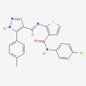 molecular formula C22H17ClN4OS B3731259 N-(4-chlorophenyl)-2-({[3-(4-methylphenyl)-1H-pyrazol-4-yl]methylene}amino)-3-thiophenecarboxamide 