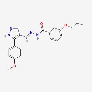 molecular formula C21H22N4O3 B3731261 N'-{[3-(4-methoxyphenyl)-1H-pyrazol-4-yl]methylene}-3-propoxybenzohydrazide 