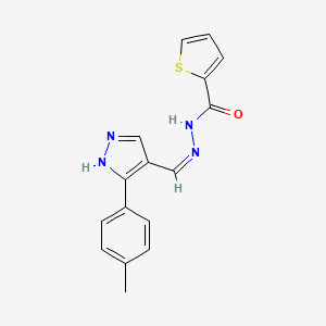 molecular formula C16H14N4OS B3731275 N'-{[3-(4-methylphenyl)-1H-pyrazol-4-yl]methylene}-2-thiophenecarbohydrazide 