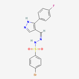 molecular formula C16H12BrFN4O2S B3731284 4-bromo-N'-{[3-(4-fluorophenyl)-1H-pyrazol-4-yl]methylene}benzenesulfonohydrazide 