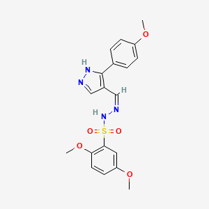 molecular formula C19H20N4O5S B3731359 2,5-dimethoxy-N'-{[3-(4-methoxyphenyl)-1H-pyrazol-4-yl]methylene}benzenesulfonohydrazide 