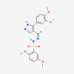 molecular formula C20H22N4O6S B3731361 N'-{[3-(3,4-dimethoxyphenyl)-1H-pyrazol-4-yl]methylene}-2,5-dimethoxybenzenesulfonohydrazide 