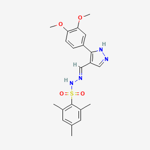 molecular formula C21H24N4O4S B3731381 N'-{[3-(3,4-dimethoxyphenyl)-1H-pyrazol-4-yl]methylene}-2,4,6-trimethylbenzenesulfonohydrazide 