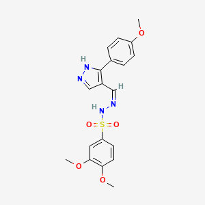 molecular formula C19H20N4O5S B3731407 3,4-dimethoxy-N'-{[3-(4-methoxyphenyl)-1H-pyrazol-4-yl]methylene}benzenesulfonohydrazide 