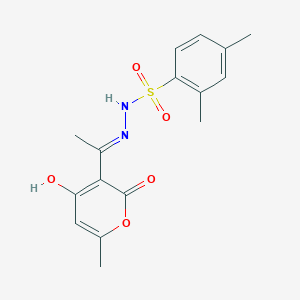 molecular formula C16H18N2O5S B3731413 N'-[1-(4-hydroxy-6-methyl-2-oxo-2H-pyran-3-yl)ethylidene]-2,4-dimethylbenzenesulfonohydrazide 