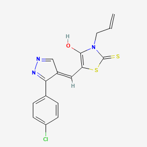 molecular formula C16H12ClN3OS2 B3731444 3-allyl-5-{[3-(4-chlorophenyl)-1H-pyrazol-4-yl]methylene}-2-thioxo-1,3-thiazolidin-4-one 