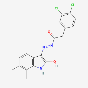 molecular formula C18H15Cl2N3O2 B3731446 2-(3,4-dichlorophenyl)-N'-(6,7-dimethyl-2-oxo-1,2-dihydro-3H-indol-3-ylidene)acetohydrazide 