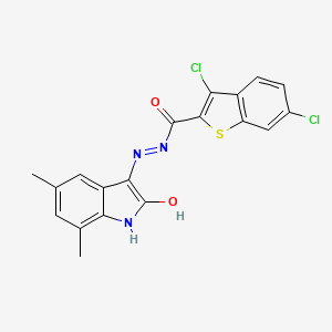 molecular formula C19H13Cl2N3O2S B3731460 3,6-dichloro-N'-(5,7-dimethyl-2-oxo-1,2-dihydro-3H-indol-3-ylidene)-1-benzothiophene-2-carbohydrazide 