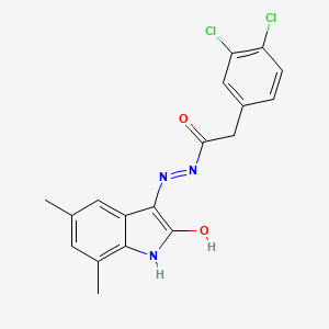 molecular formula C18H15Cl2N3O2 B3731466 2-(3,4-dichlorophenyl)-N'-(5,7-dimethyl-2-oxo-1,2-dihydro-3H-indol-3-ylidene)acetohydrazide 
