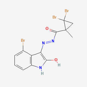 molecular formula C13H10Br3N3O2 B3731472 2,2-dibromo-N'-(4-bromo-2-oxo-1,2-dihydro-3H-indol-3-ylidene)-1-methylcyclopropanecarbohydrazide 