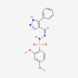 molecular formula C18H18N4O4S B3731500 2,4-dimethoxy-N'-[(3-phenyl-1H-pyrazol-4-yl)methylene]benzenesulfonohydrazide 