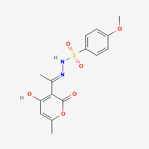 molecular formula C15H16N2O6S B3731504 N'-[1-(4-hydroxy-6-methyl-2-oxo-2H-pyran-3-yl)ethylidene]-4-methoxybenzenesulfonohydrazide 
