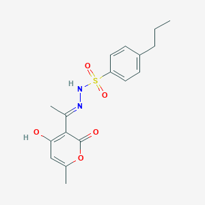 molecular formula C17H20N2O5S B3731538 N'-[1-(4-hydroxy-6-methyl-2-oxo-2H-pyran-3-yl)ethylidene]-4-propylbenzenesulfonohydrazide 