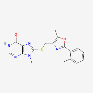 molecular formula C18H17N5O2S B3731552 9-methyl-8-({[5-methyl-2-(2-methylphenyl)-1,3-oxazol-4-yl]methyl}thio)-1,9-dihydro-6H-purin-6-one 