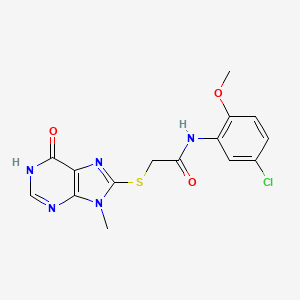 molecular formula C15H14ClN5O3S B3731558 N-(5-chloro-2-methoxyphenyl)-2-[(9-methyl-6-oxo-6,9-dihydro-1H-purin-8-yl)thio]acetamide 
