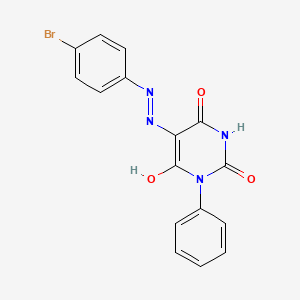 molecular formula C16H11BrN4O3 B3731565 1-phenyl-2,4,5,6(1H,3H)-pyrimidinetetrone 5-[(4-bromophenyl)hydrazone] 