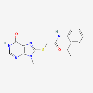 molecular formula C16H17N5O2S B3731584 N-(2-ethylphenyl)-2-[(9-methyl-6-oxo-6,9-dihydro-1H-purin-8-yl)thio]acetamide 