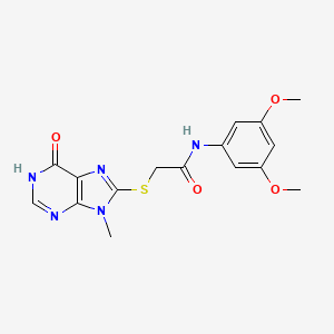 N-(3,5-dimethoxyphenyl)-2-[(9-methyl-6-oxo-6,9-dihydro-1H-purin-8-yl)thio]acetamide