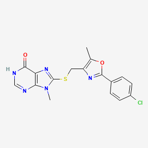 molecular formula C17H14ClN5O2S B3731589 8-({[2-(4-chlorophenyl)-5-methyl-1,3-oxazol-4-yl]methyl}thio)-9-methyl-1,9-dihydro-6H-purin-6-one 