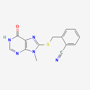 2-{[(9-methyl-6-oxo-6,9-dihydro-1H-purin-8-yl)thio]methyl}benzonitrile