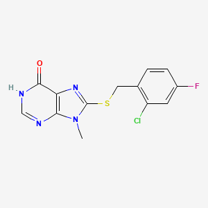 molecular formula C13H10ClFN4OS B3731603 8-[(2-chloro-4-fluorobenzyl)thio]-9-methyl-1,9-dihydro-6H-purin-6-one 