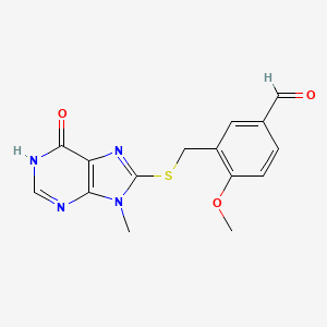 molecular formula C15H14N4O3S B3731611 4-methoxy-3-{[(9-methyl-6-oxo-6,9-dihydro-1H-purin-8-yl)thio]methyl}benzaldehyde 