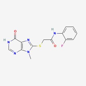 molecular formula C14H12FN5O2S B3731617 N-(2-fluorophenyl)-2-[(9-methyl-6-oxo-6,9-dihydro-1H-purin-8-yl)thio]acetamide 