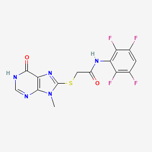 2-[(9-methyl-6-oxo-6,9-dihydro-1H-purin-8-yl)thio]-N-(2,3,5,6-tetrafluorophenyl)acetamide