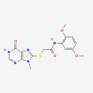 molecular formula C16H17N5O4S B3731636 N-(2,5-dimethoxyphenyl)-2-[(9-methyl-6-oxo-6,9-dihydro-1H-purin-8-yl)thio]acetamide 