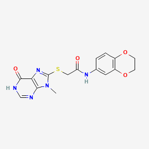 N-(2,3-dihydro-1,4-benzodioxin-6-yl)-2-[(9-methyl-6-oxo-6,9-dihydro-1H-purin-8-yl)thio]acetamide