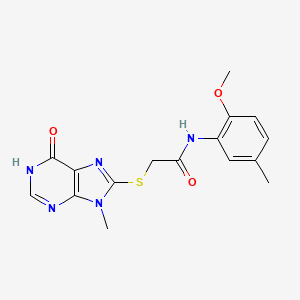 molecular formula C16H17N5O3S B3731657 N-(2-methoxy-5-methylphenyl)-2-[(9-methyl-6-oxo-6,9-dihydro-1H-purin-8-yl)thio]acetamide 
