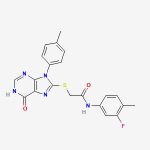 N-(3-fluoro-4-methylphenyl)-2-{[9-(4-methylphenyl)-6-oxo-6,9-dihydro-1H-purin-8-yl]thio}acetamide