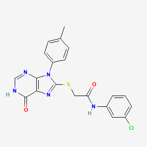 molecular formula C20H16ClN5O2S B3731712 N-(3-chlorophenyl)-2-{[9-(4-methylphenyl)-6-oxo-6,9-dihydro-1H-purin-8-yl]thio}acetamide 