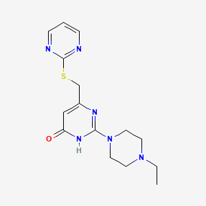 molecular formula C15H20N6OS B3731728 2-(4-ethyl-1-piperazinyl)-6-[(2-pyrimidinylthio)methyl]-4(3H)-pyrimidinone 