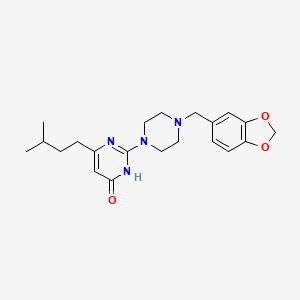 molecular formula C21H28N4O3 B3731742 2-[4-(1,3-benzodioxol-5-ylmethyl)-1-piperazinyl]-6-(3-methylbutyl)-4(3H)-pyrimidinone 