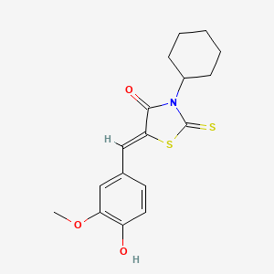 molecular formula C17H19NO3S2 B3731761 3-cyclohexyl-5-(4-hydroxy-3-methoxybenzylidene)-2-thioxo-1,3-thiazolidin-4-one 