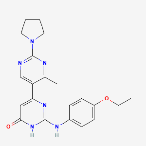 molecular formula C21H24N6O2 B3731810 2-[(4-ethoxyphenyl)amino]-4'-methyl-2'-(1-pyrrolidinyl)-4,5'-bipyrimidin-6(1H)-one 
