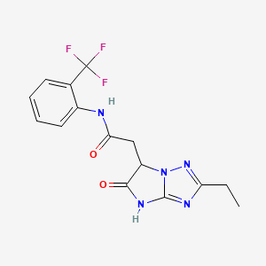 molecular formula C15H14F3N5O2 B3731906 2-(2-ethyl-5-oxo-5,6-dihydro-4H-imidazo[1,2-b][1,2,4]triazol-6-yl)-N-[2-(trifluoromethyl)phenyl]acetamide 