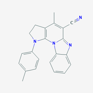 molecular formula C22H18N4 B373191 4-Methyl-1-(4-methylphenyl)-2,3-dihydro-1H-pyrrolo[3',2':5,6]pyrido[1,2-a]benzimidazole-5-carbonitrile CAS No. 166671-41-6