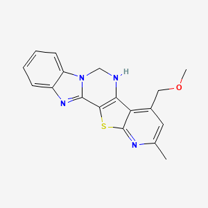 molecular formula C18H16N4OS B3731920 4-(methoxymethyl)-2-methyl-5,6-dihydropyrido[3'',2'':4',5']thieno[3',2':4,5]pyrimido[1,6-a]benzimidazole 
