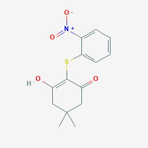 molecular formula C14H15NO4S B373196 3-Hydroxy-2-({2-nitrophenyl}sulfanyl)-5,5-dimethyl-2-cyclohexen-1-one 