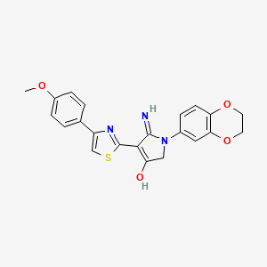 molecular formula C22H19N3O4S B3731968 5-amino-1-(2,3-dihydro-1,4-benzodioxin-6-yl)-4-[4-(4-methoxyphenyl)-1,3-thiazol-2-yl]-1,2-dihydro-3H-pyrrol-3-one 