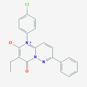 molecular formula C21H16ClN3O2 B373199 1-(4-chlorophenyl)-3-ethyl-4-oxo-7-phenyl-4H-pyrimido[1,2-b]pyridazin-1-ium-2-olate 