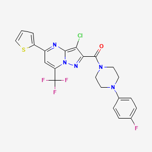 molecular formula C22H16ClF4N5OS B3731992 3-chloro-2-{[4-(4-fluorophenyl)-1-piperazinyl]carbonyl}-5-(2-thienyl)-7-(trifluoromethyl)pyrazolo[1,5-a]pyrimidine 
