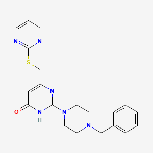 molecular formula C20H22N6OS B3731997 2-(4-benzyl-1-piperazinyl)-6-[(2-pyrimidinylthio)methyl]-4(3H)-pyrimidinone 