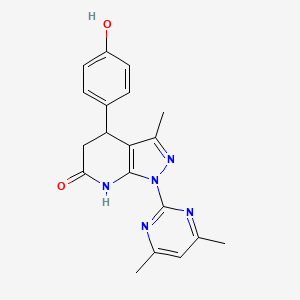 molecular formula C19H19N5O2 B3732005 1-(4,6-dimethyl-2-pyrimidinyl)-4-(4-hydroxyphenyl)-3-methyl-1,4,5,7-tetrahydro-6H-pyrazolo[3,4-b]pyridin-6-one 