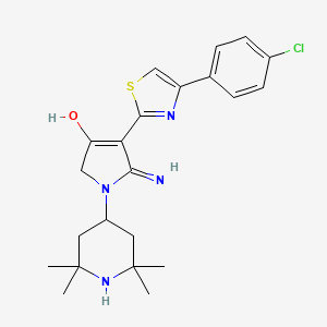molecular formula C22H27ClN4OS B3732020 5-amino-4-[4-(4-chlorophenyl)-1,3-thiazol-2-yl]-1-(2,2,6,6-tetramethyl-4-piperidinyl)-1,2-dihydro-3H-pyrrol-3-one 