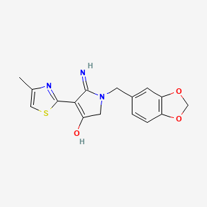 molecular formula C16H15N3O3S B3732025 5-amino-1-(1,3-benzodioxol-5-ylmethyl)-4-(4-methyl-1,3-thiazol-2-yl)-1,2-dihydro-3H-pyrrol-3-one 