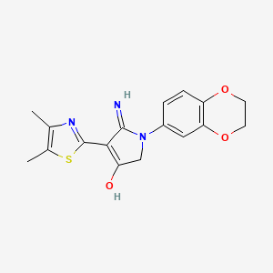 molecular formula C17H17N3O3S B3732033 5-amino-1-(2,3-dihydro-1,4-benzodioxin-6-yl)-4-(4,5-dimethyl-1,3-thiazol-2-yl)-1,2-dihydro-3H-pyrrol-3-one 